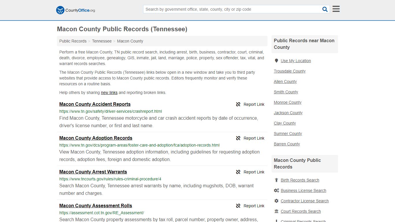 Public Records - Macon County, TN (Business, Criminal, GIS ...